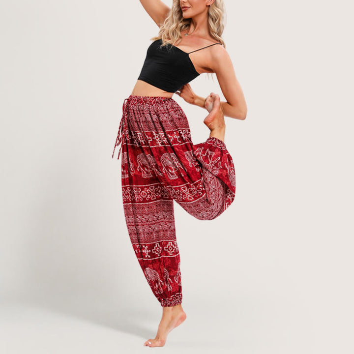 Pantalon bouffant de yoga Olivenorma Boho Elephant