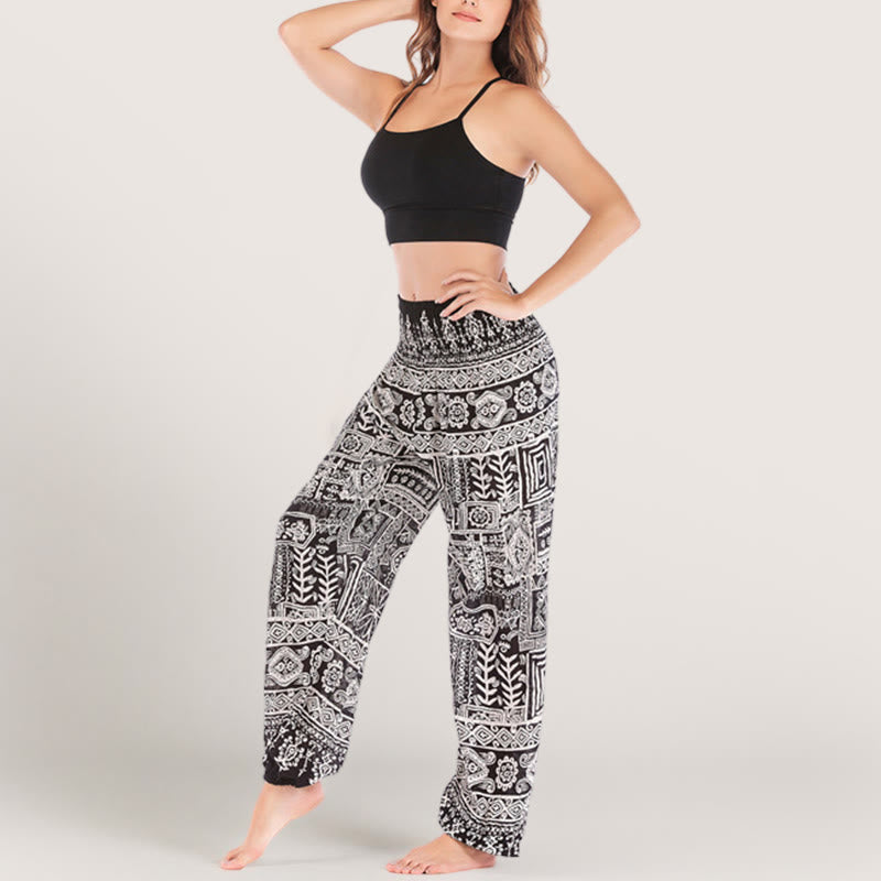 Pantalon de yoga noir bohémien Olivenorma à revers