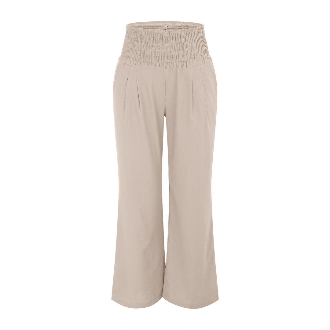 Pantalon de détente Olivenorma uni, coupe ample, taille haute, jambes larges, avec poches - image 4