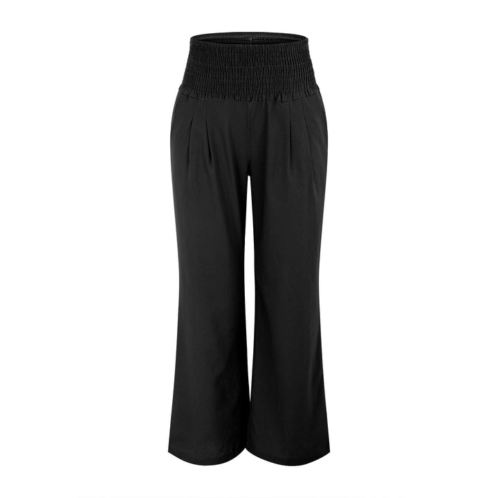 Pantalon de détente Olivenorma uni, coupe ample, taille haute, jambes larges, avec poches - image 15