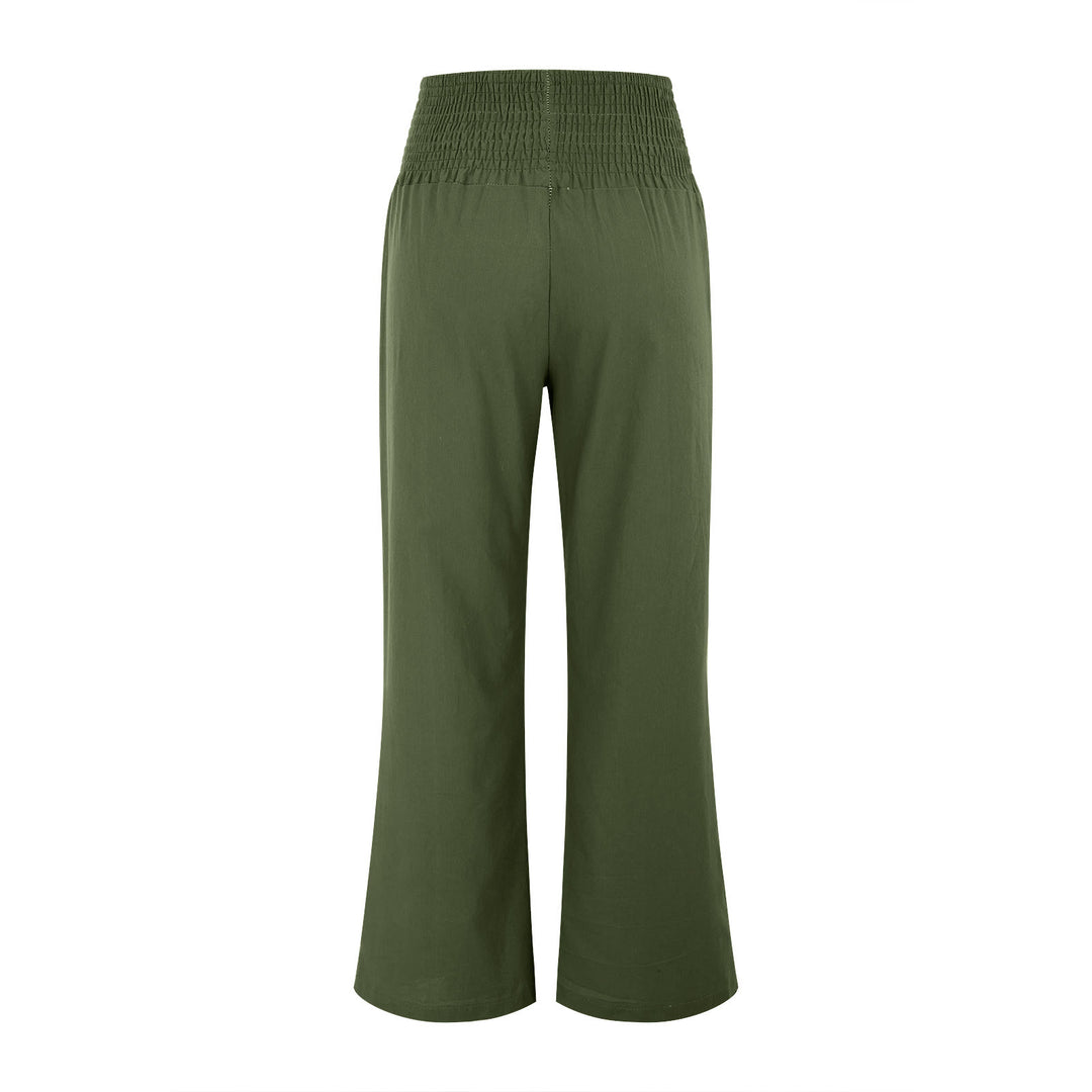Pantalon de détente Olivenorma uni, coupe ample, taille haute, jambes larges, avec poches - image 26