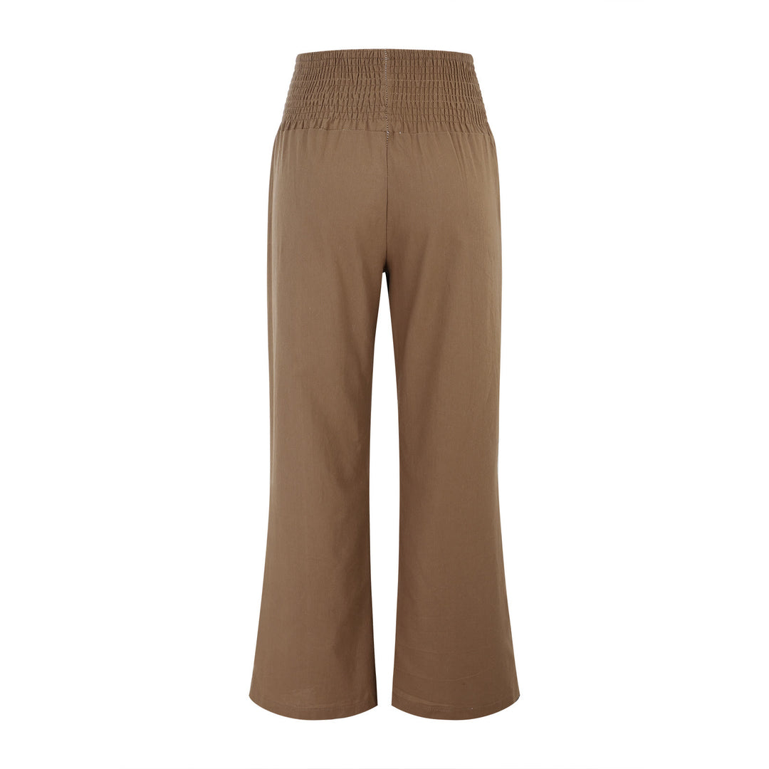 Pantalon de détente Olivenorma uni, coupe ample, taille haute, jambes larges, avec poches - image 27