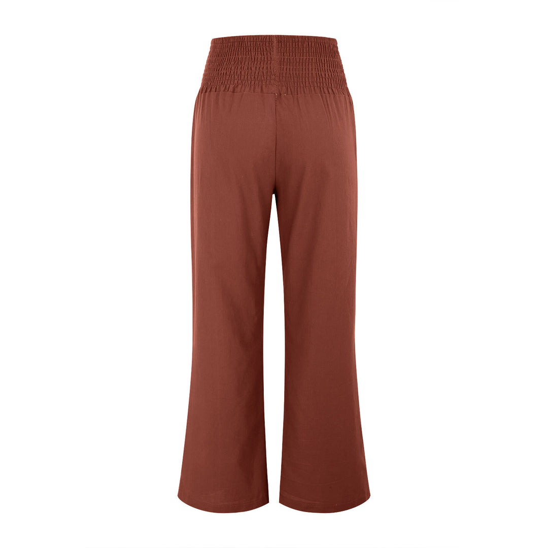 Pantalon de détente Olivenorma uni, coupe ample, taille haute, jambes larges, avec poches - image 21