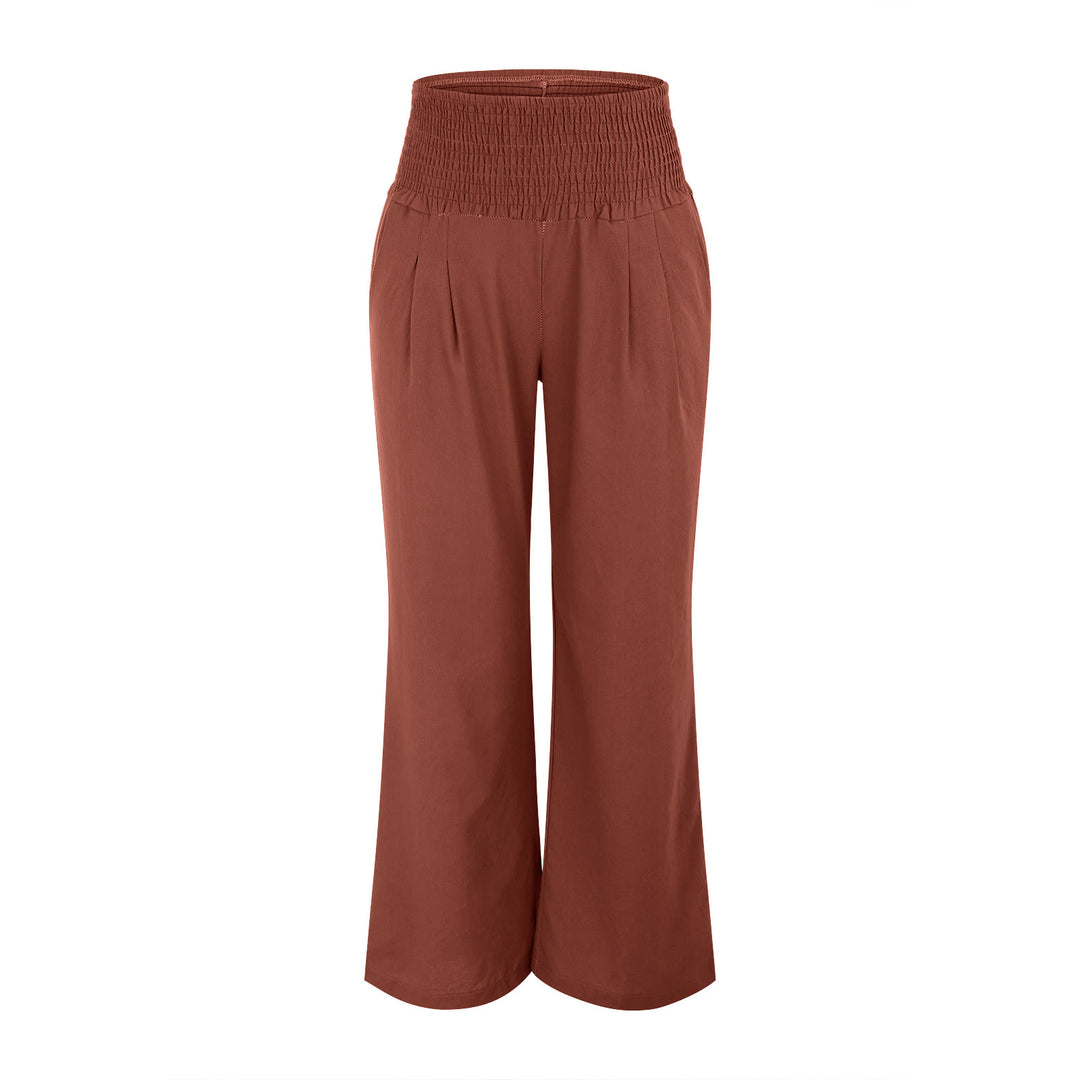 Pantalon de détente Olivenorma uni, coupe ample, taille haute, jambes larges, avec poches - image 19
