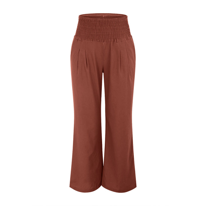 Pantalon de détente Olivenorma uni, coupe ample, taille haute, jambes larges, avec poches - image 19