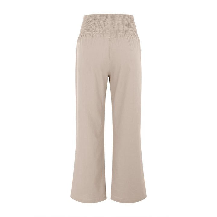 Pantalon de détente Olivenorma uni, coupe ample, taille haute, jambes larges, avec poches - image 4