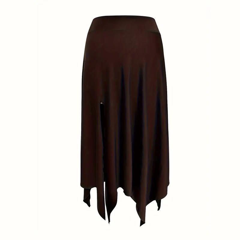 Robe mi-longue fendue style bohème Olivenorma à cordon de serrage - image 24