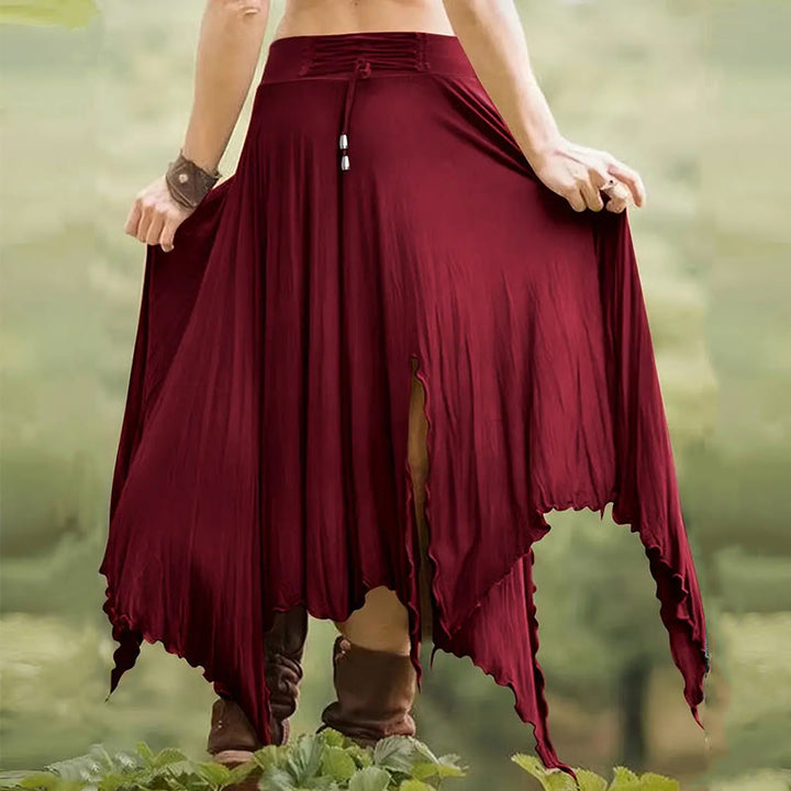 Robe mi-longue fendue style bohème Olivenorma à cordon de serrage - image 8