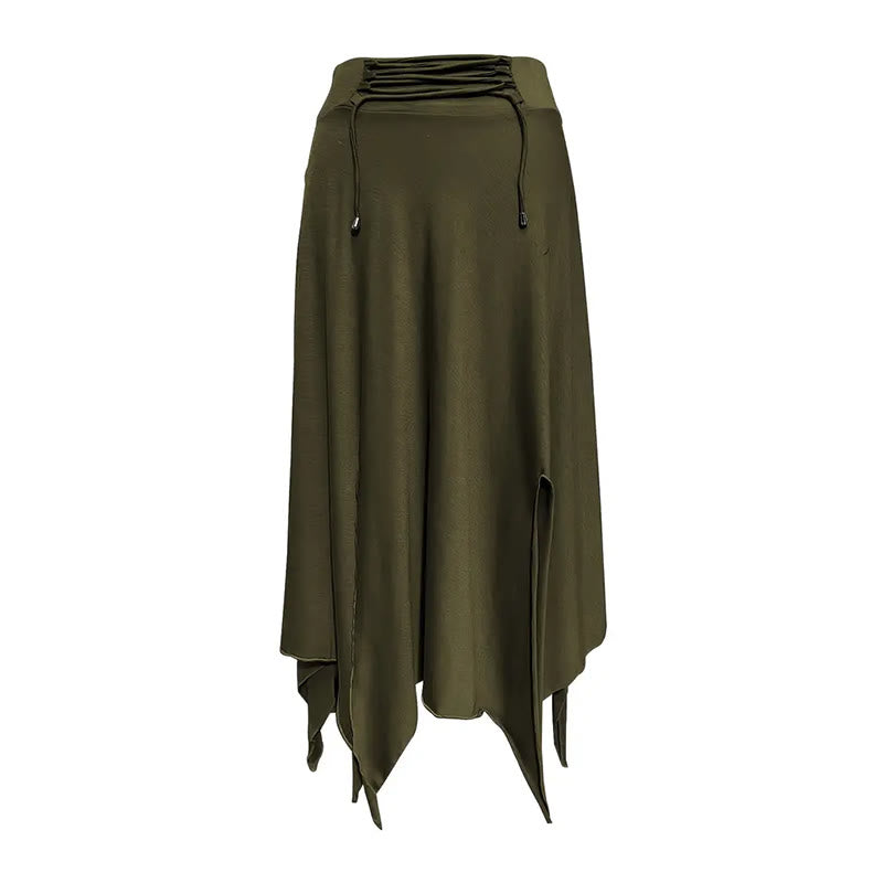 Robe mi-longue fendue style bohème Olivenorma à cordon de serrage - image 17