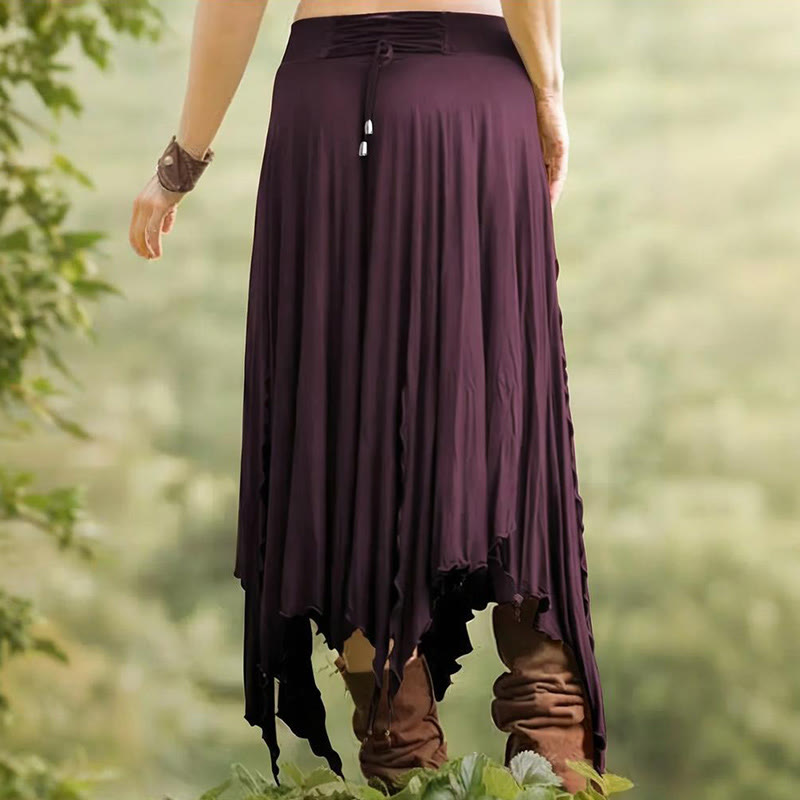 Robe mi-longue fendue style bohème Olivenorma à cordon de serrage - image 19