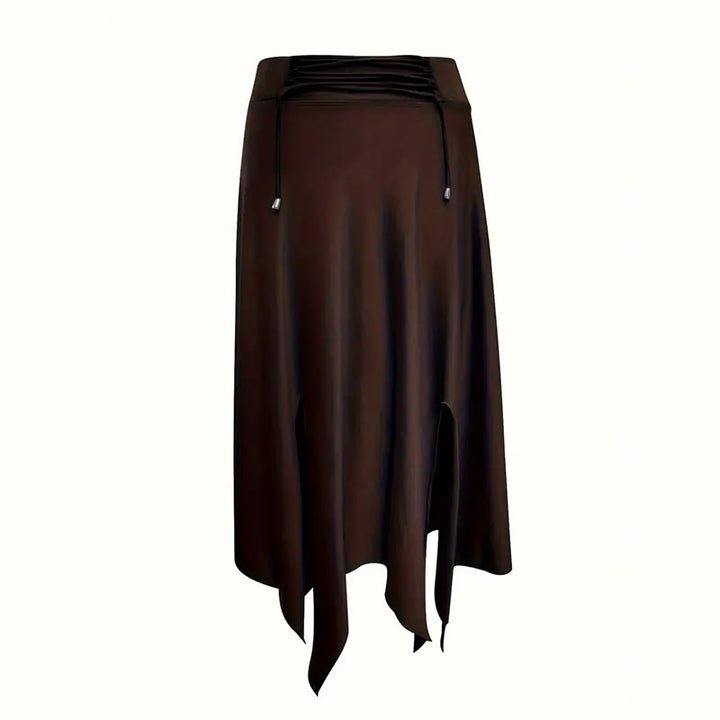 Robe mi-longue fendue style bohème Olivenorma à cordon de serrage - image 25