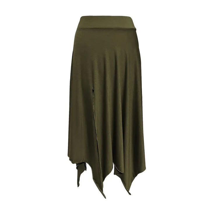 Robe mi-longue fendue style bohème Olivenorma à cordon de serrage - image 22