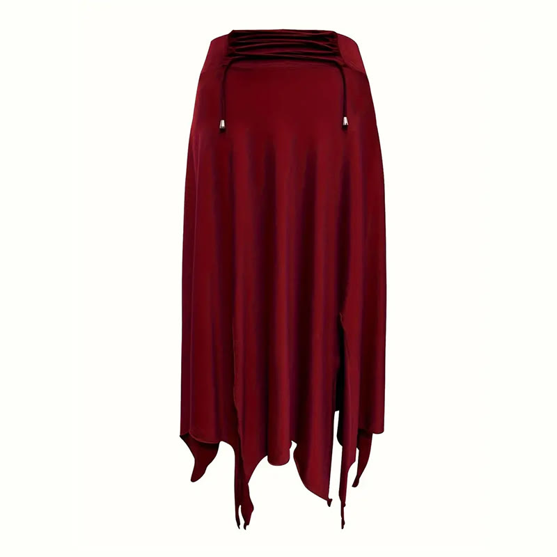 Robe mi-longue fendue style bohème Olivenorma à cordon de serrage - image 3