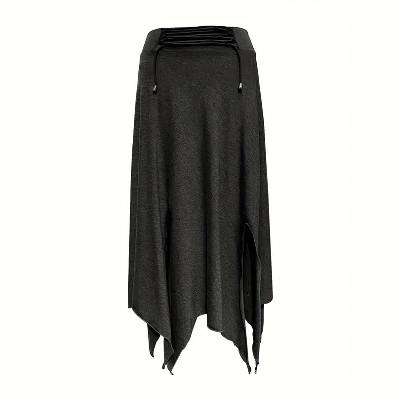Robe mi-longue fendue style bohème Olivenorma à cordon de serrage - image 15