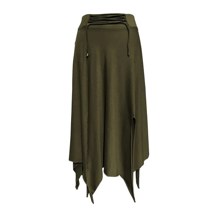 Robe mi-longue fendue style bohème Olivenorma à cordon de serrage - image 23
