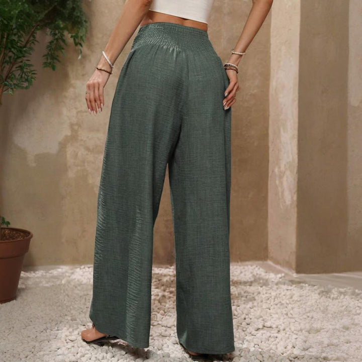 Pantalon ample taille haute à jambes larges et ajustable Olivenorma pour femme - image 8
