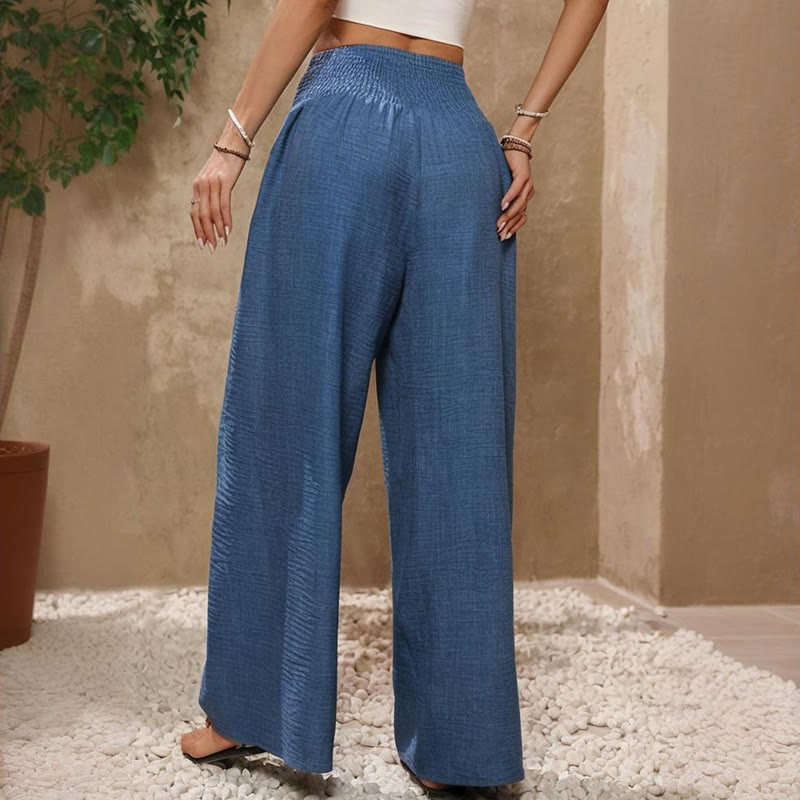 Pantalon ample taille haute à jambes larges et ajustable Olivenorma pour femme - image 4