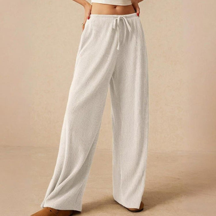 Pantalon droit taille haute décontracté Olivenorma uni pour femme, élastique à enfiler - image 12