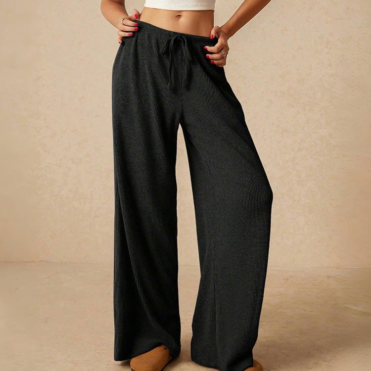Pantalon droit taille haute décontracté Olivenorma uni pour femme, élastique à enfiler - image 20