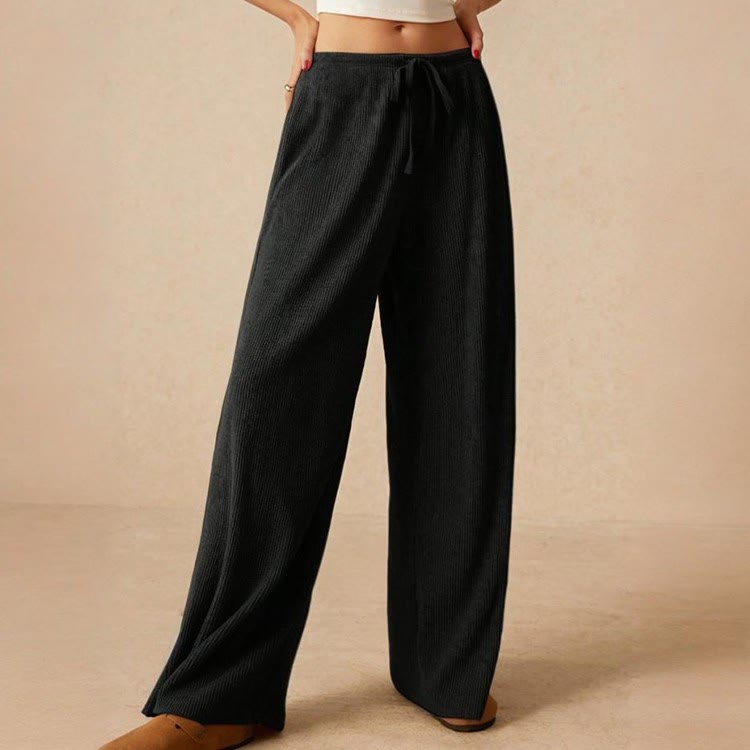 Pantalon droit taille haute décontracté Olivenorma uni pour femme, élastique à enfiler - image 18