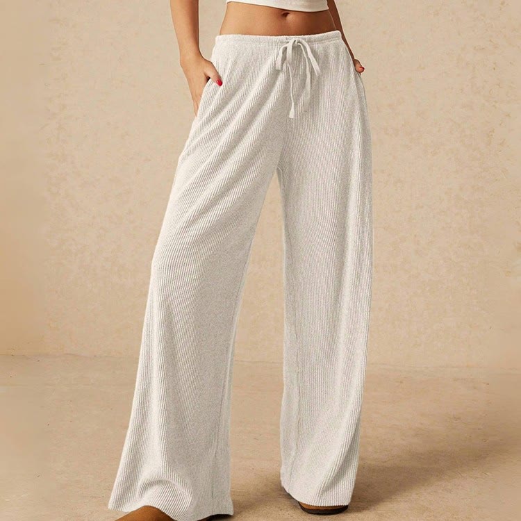 Pantalon droit taille haute décontracté Olivenorma uni pour femme, élastique à enfiler - image 12
