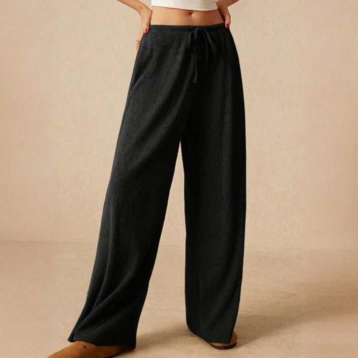 Pantalon droit taille haute décontracté Olivenorma uni pour femme, élastique à enfiler - image 17