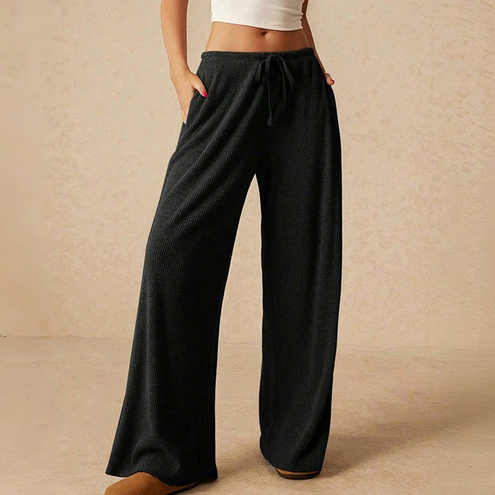 Pantalon droit taille haute décontracté Olivenorma uni pour femme, élastique à enfiler - image 17