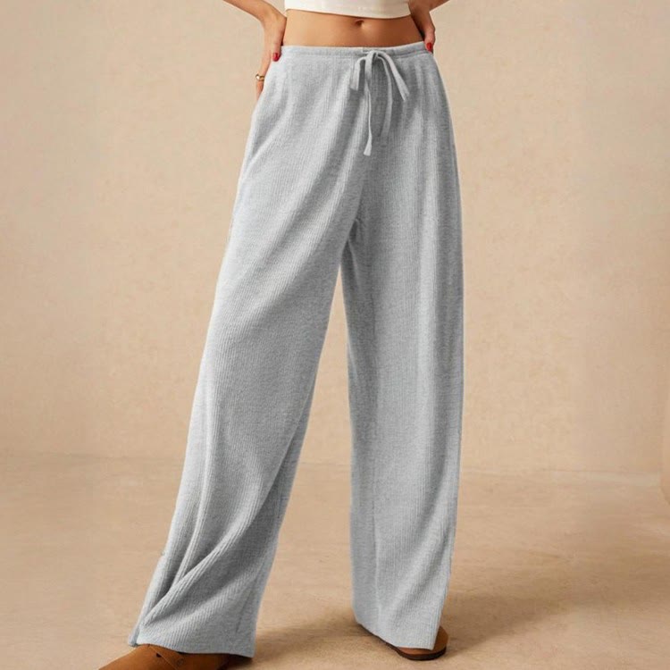 Pantalon droit taille haute décontracté Olivenorma uni pour femme, élastique à enfiler - image 8