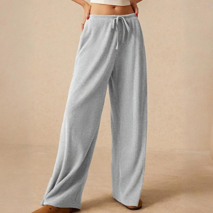 Pantalon droit taille haute décontracté Olivenorma uni pour femme, élastique à enfiler - image 8