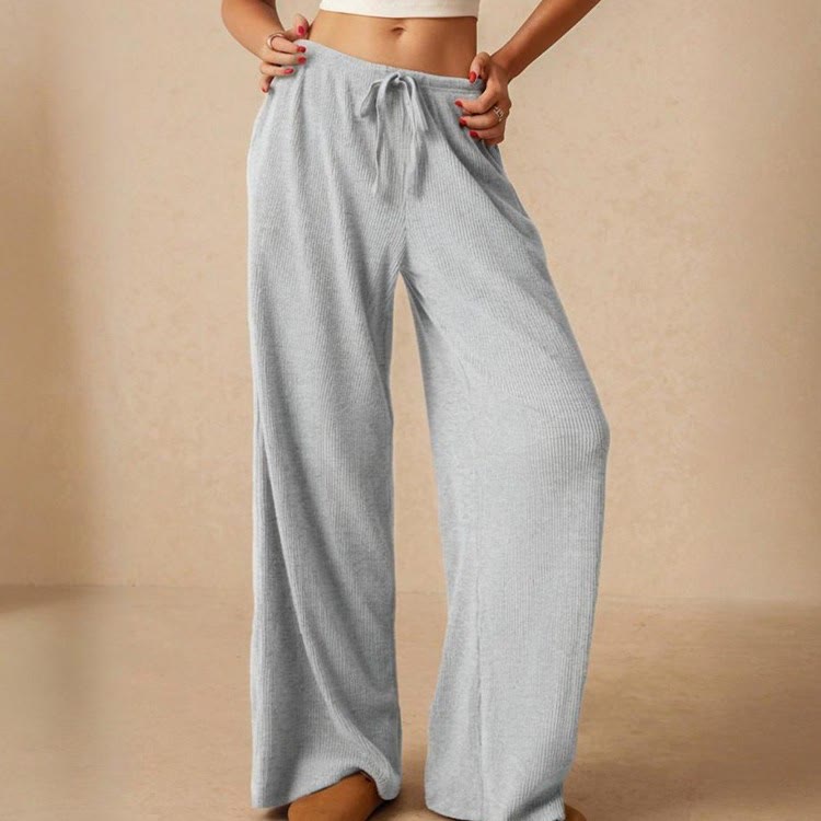 Pantalon droit taille haute décontracté Olivenorma uni pour femme, élastique à enfiler - image 9