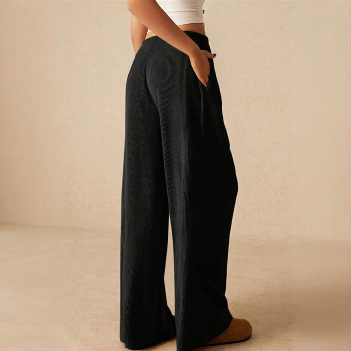 Pantalon droit taille haute décontracté Olivenorma uni pour femme, élastique à enfiler - image 18