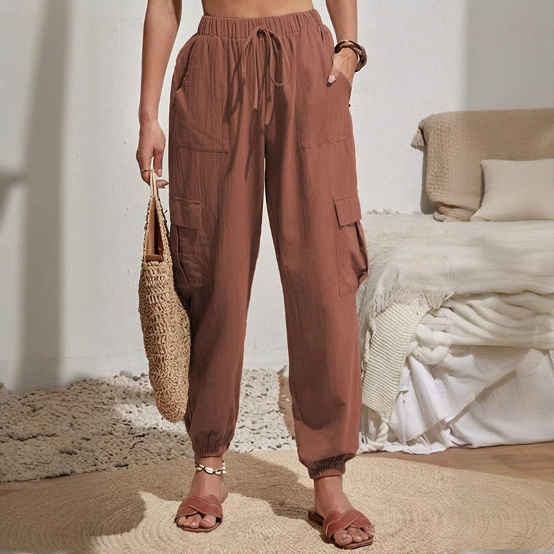 Pantalon cargo de randonnée taille haute à cordon de serrage pour femme Olivenorma - image 15
