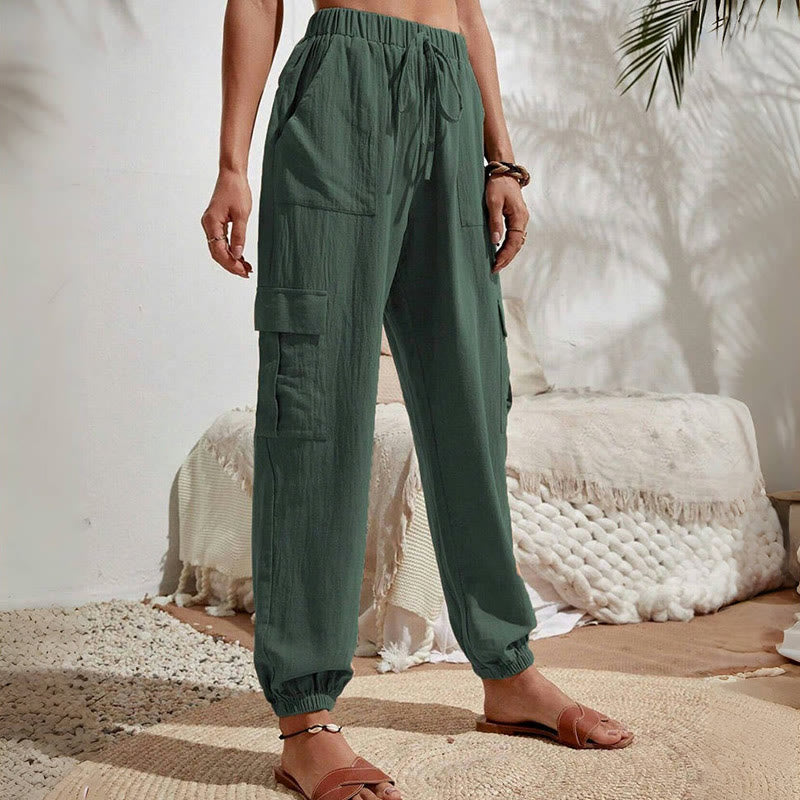 Pantalon cargo de randonnée taille haute à cordon de serrage pour femme Olivenorma - image 13