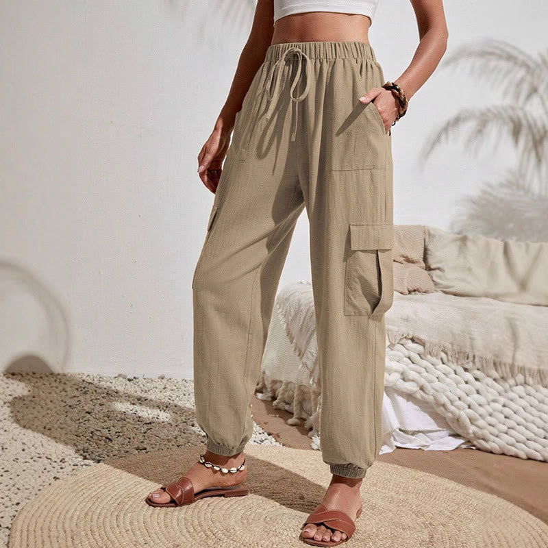 Pantalon cargo de randonnée taille haute à cordon de serrage pour femme Olivenorma - Kaki - XL - image 1