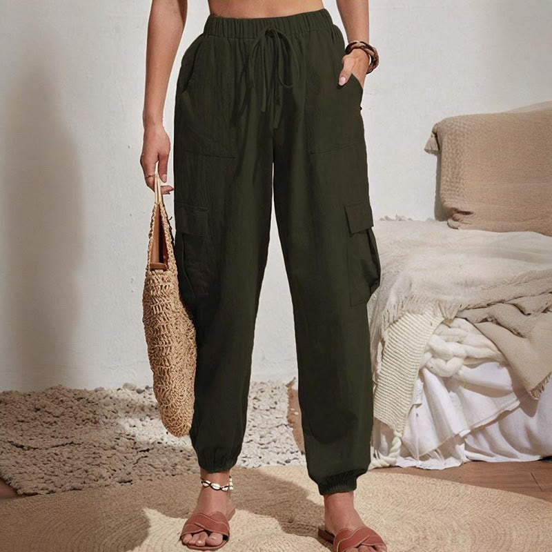 Pantalon cargo de randonnée taille haute à cordon de serrage pour femme Olivenorma - image 9