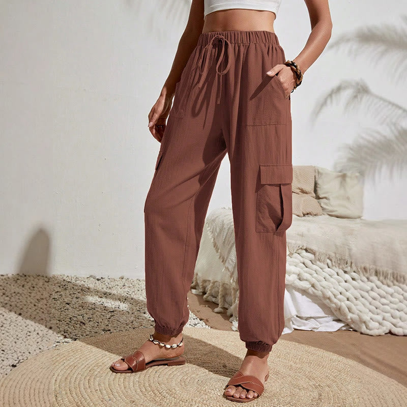 Pantalon cargo de randonnée taille haute à cordon de serrage pour femme Olivenorma - Terre de sienne - XL - image 14