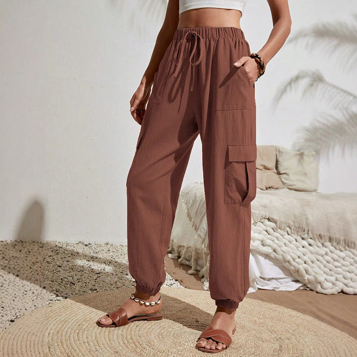 Pantalon cargo de randonnée taille haute à cordon de serrage pour femme Olivenorma - Terre de sienne - XL - image 14