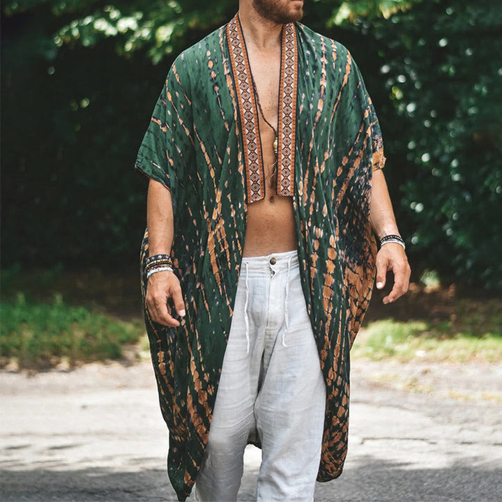 Cardigan de plage ample ouvert sur le devant pour homme Olivenorma - Vert - 4XL - image 0