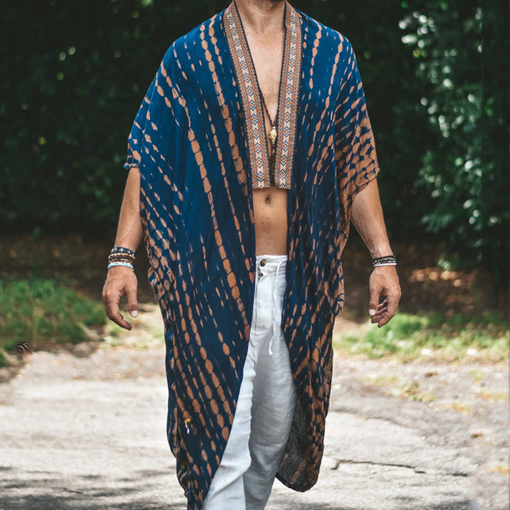 Cardigan de plage ample ouvert sur le devant pour homme Olivenorma - Bleu - 4XL - image 4