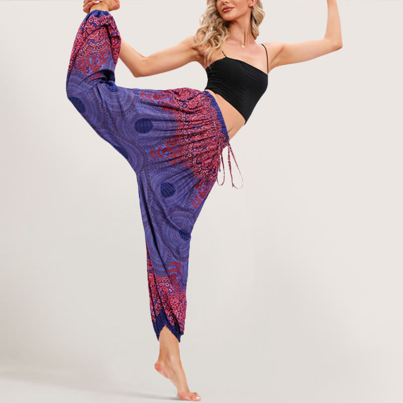 Pantalon sarouel à taille élastique Olivenorma Vibrant Boho Mandala pour femme