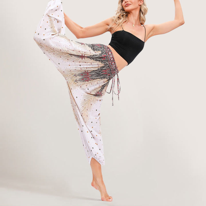 Pantalon sarouel taille élastique style bohème imprimé céleste Olivenorma pour femme - image 12