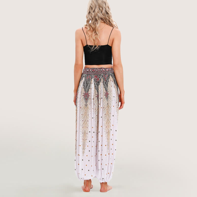 Pantalon sarouel taille élastique style bohème imprimé céleste Olivenorma pour femme