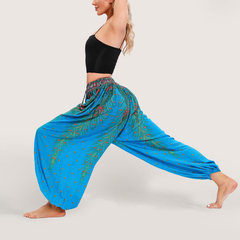 Pantalon sarouel taille élastique style bohème imprimé céleste Olivenorma pour femme