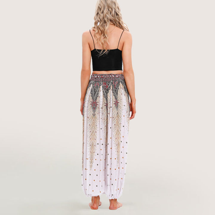 Pantalon sarouel taille élastique style bohème imprimé céleste Olivenorma pour femme - image 13