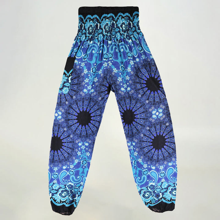 Pantalon sarouel en viscose à taille élastique imprimé flocons de neige mandala Olivenorma pour femme