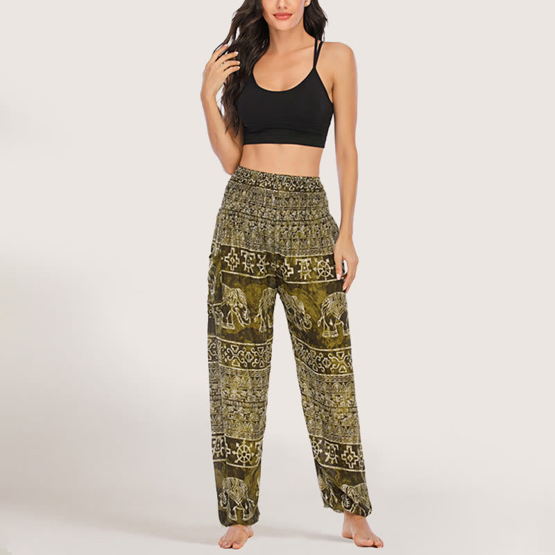 Pantalon de yoga Olivenorma Elephant en viscose pour femme, sarouel à taille élastique