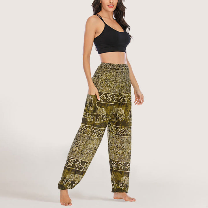 Pantalon de yoga Olivenorma Elephant en viscose pour femme, sarouel à taille élastique