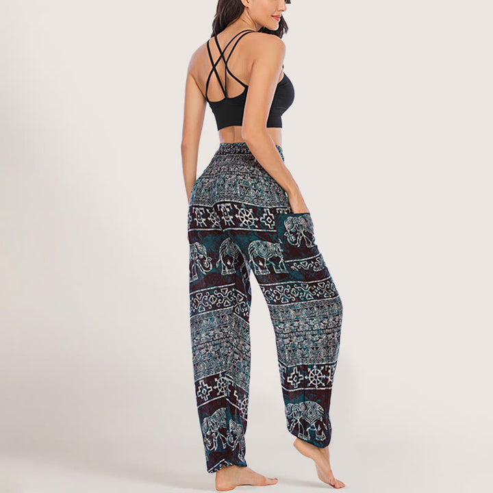 Pantalon de yoga Olivenorma Elephant en viscose pour femme, sarouel à taille élastique