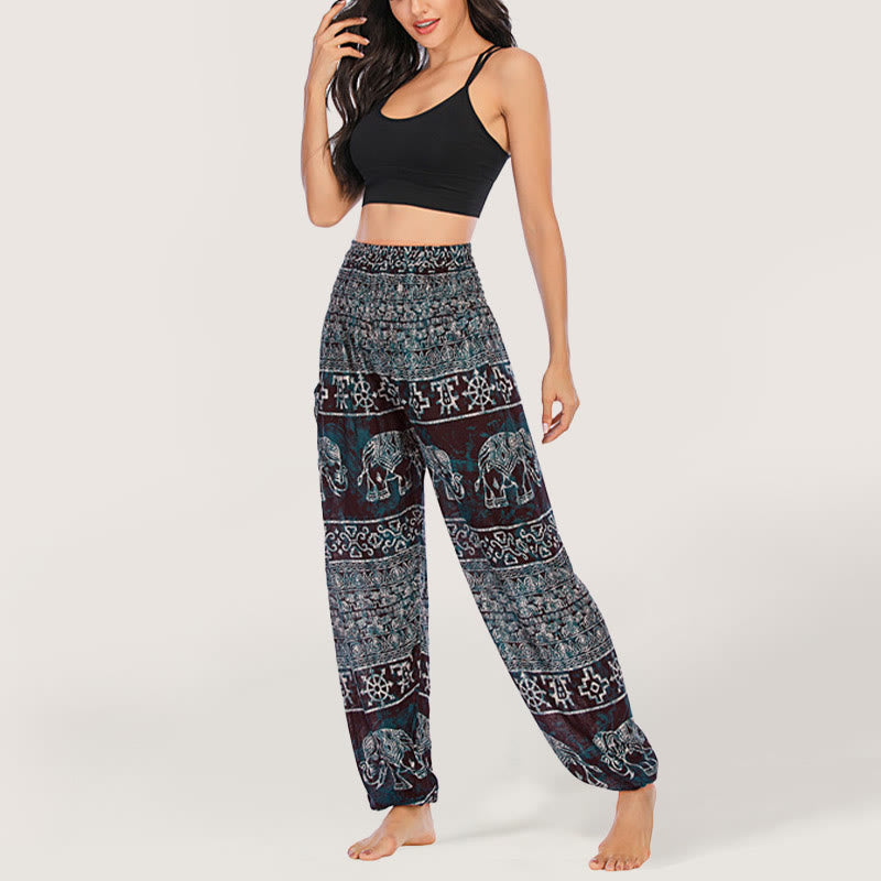 Pantalon de yoga Olivenorma Elephant en viscose pour femme, sarouel à taille élastique