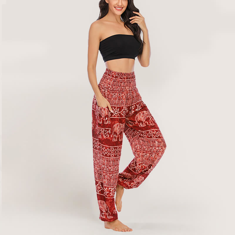 Pantalon de yoga Olivenorma Elephant en viscose pour femme, sarouel à taille élastique